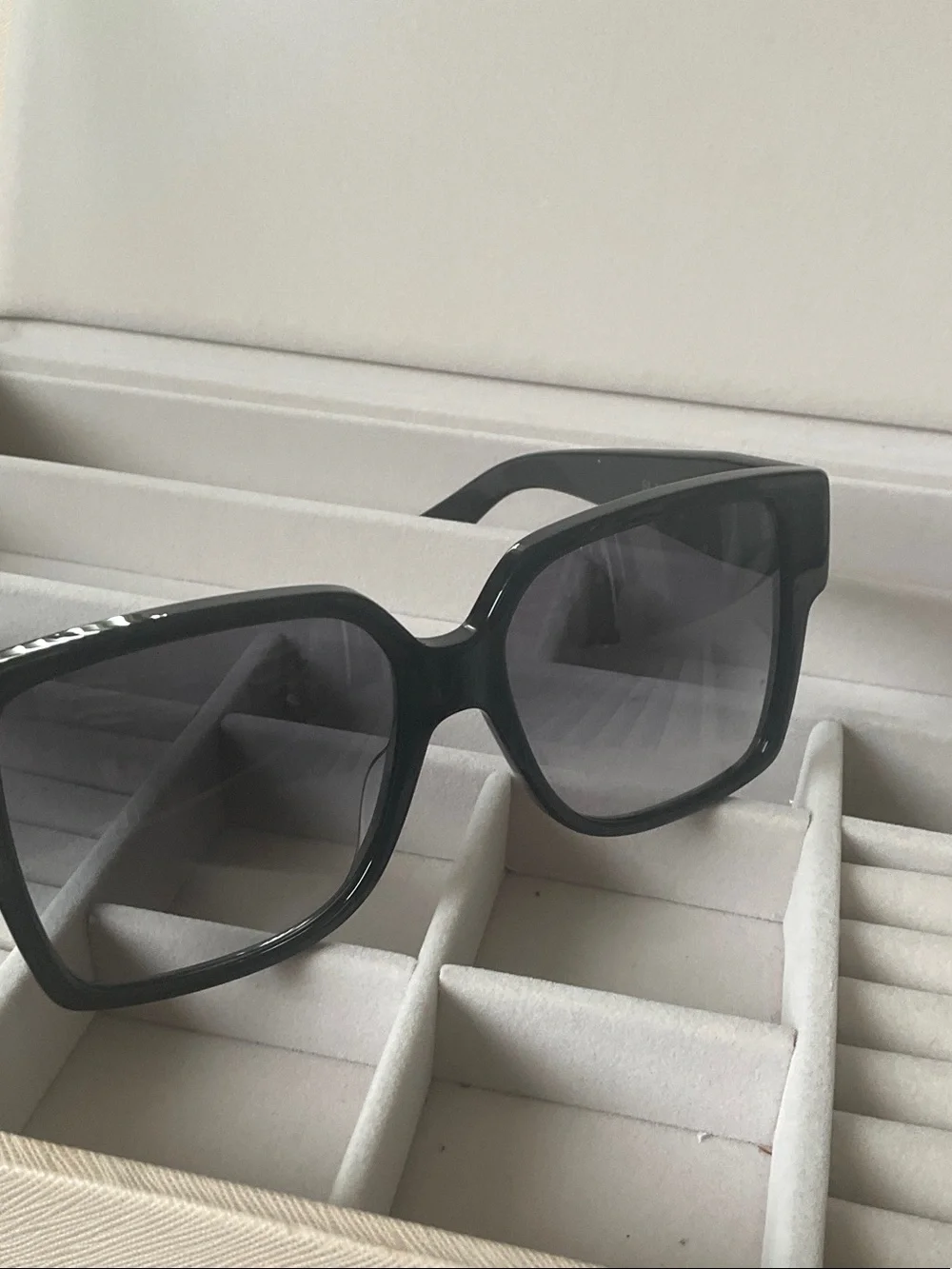 Yves Saint Laurent Black Gradient Lens Square Sunglasses